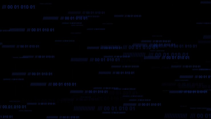 Matrix blue data stream numbers code rain effect visual element tech-driven cyberpunk context