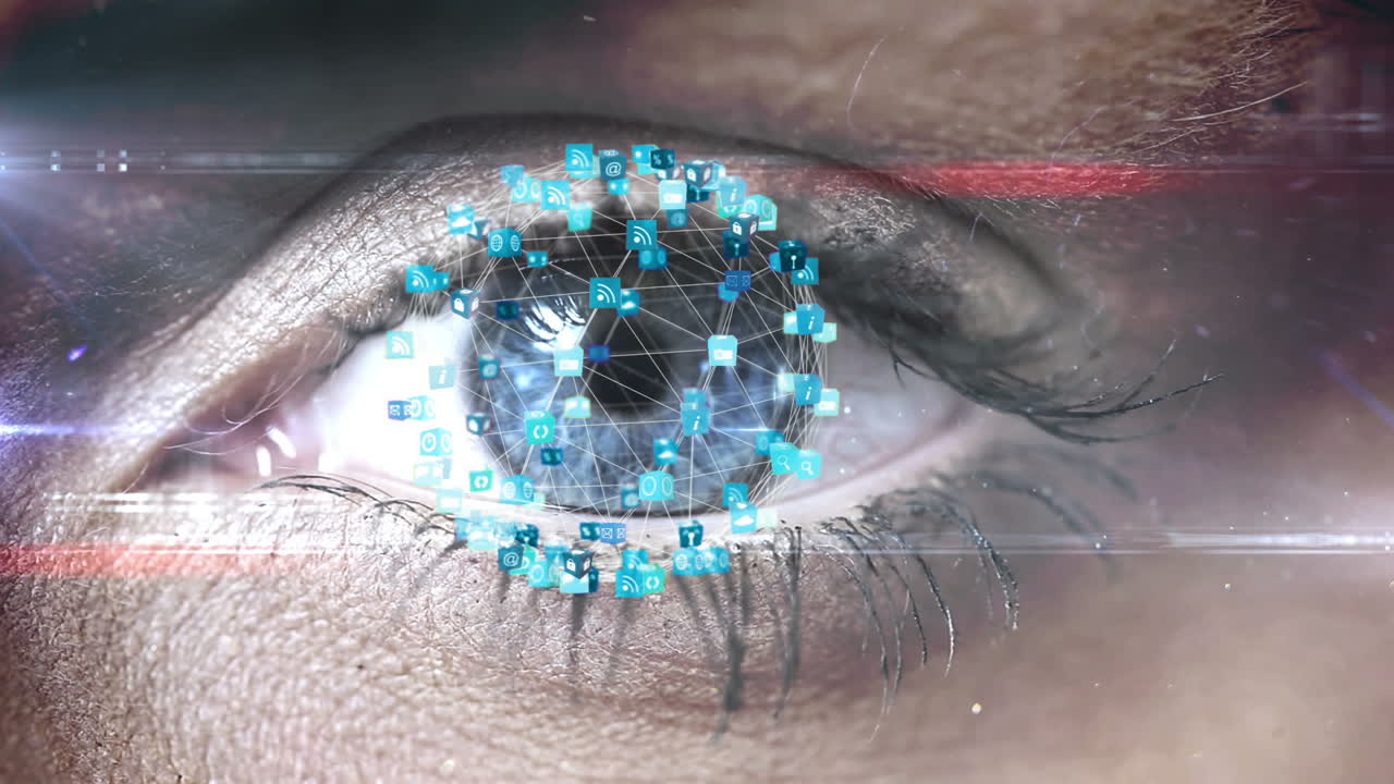 occhio lampeggiante con interfaccia tecnologica