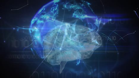 animation of networks of connections over medical data processing with digital human brain