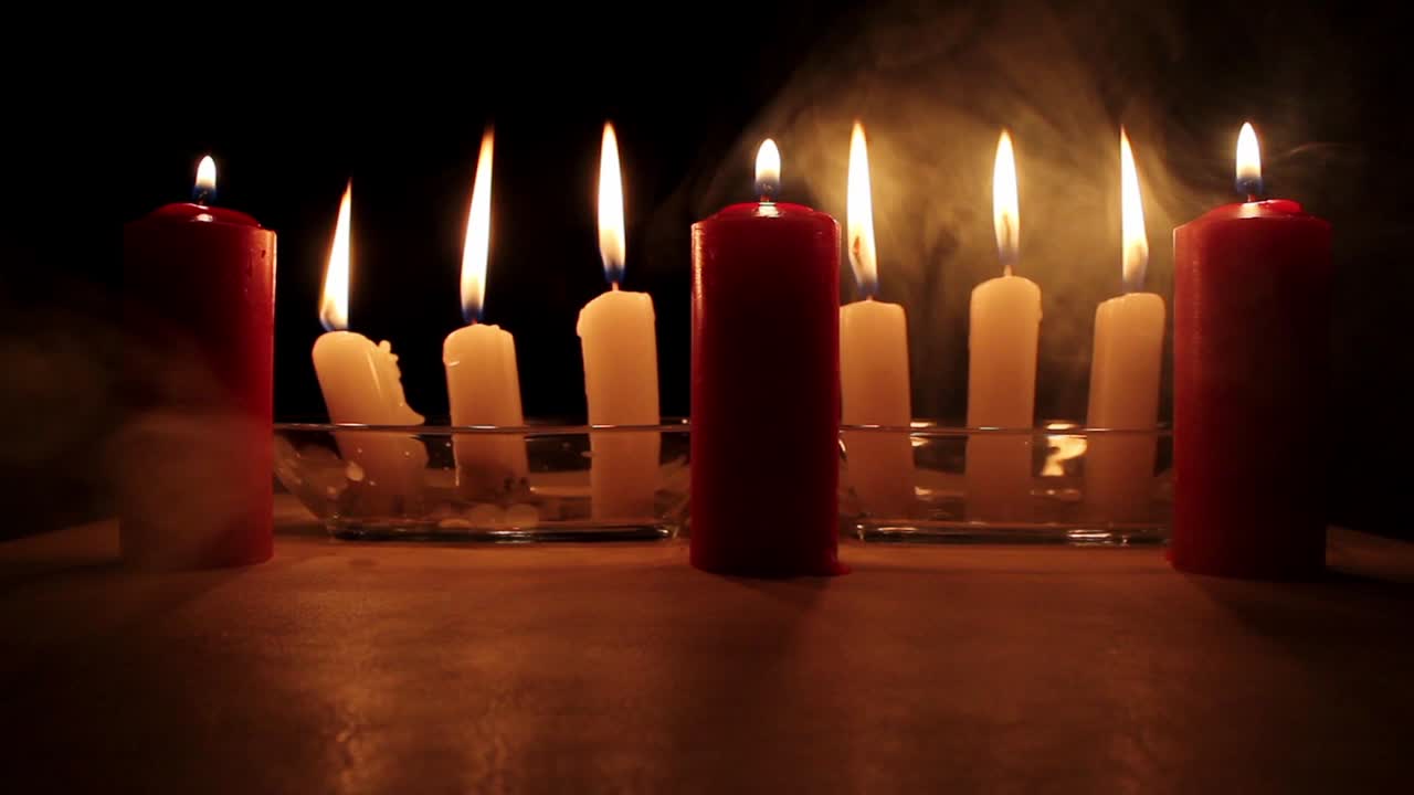 Candele Mistiche Accese Oscurità Romanticismo