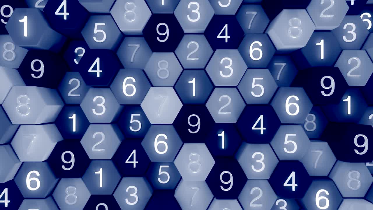 4k cuadrícula de panal abstracta con números aleatorios.