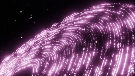 abstract wave of glowing pink particles and light trails on black background. futuristic technology and data flow concept. design for poster, wallpaper, banner, vertical