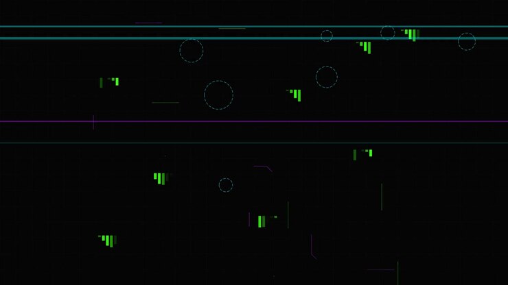 Abstract Digital Interface with Moving Data Graphs and Lines