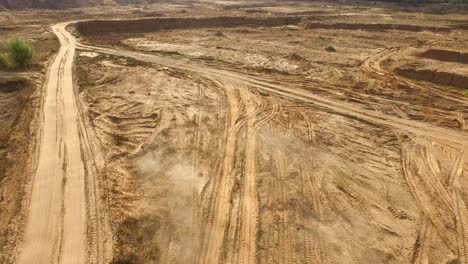 aerial view of quarry with truck