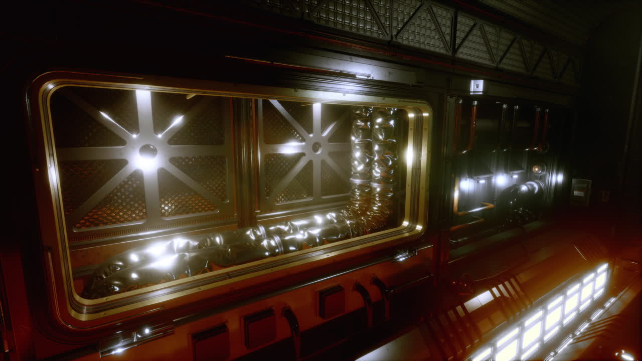 우주 기지의 미래적인 인테리어