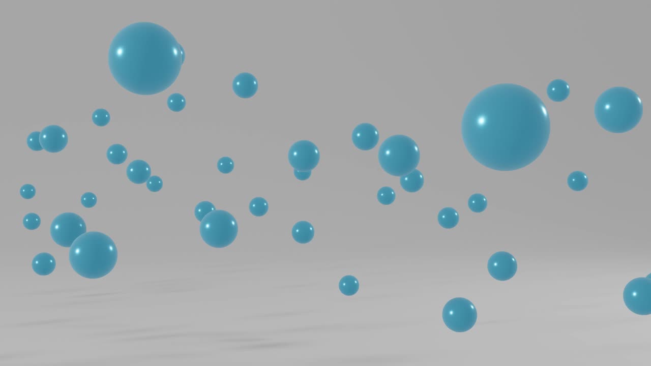 Light blue balls floating on a white background. Minimal motion graphic seamless loop animation