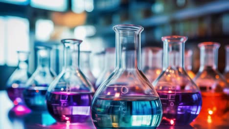 colorful laboratory flasks