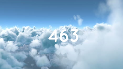 animación de números de conteo sobre las nubes