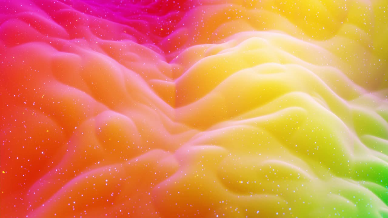 스트루드 또는 디스플레이스 파동으로 아름다운 추상적인 3d 표면은 루프로 변환됩니다. 무지개 그라디언트: 달함이나 마말라드와 같은 부드러운 매트 재료, 가운 내부 빛, 모핑 표면에서 반이는.