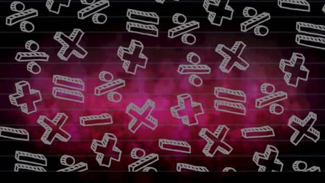 Animation-of-mathematical-symbols-on-black-and-pink-background