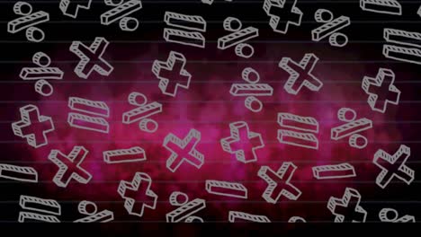 animation of mathematical symbols on black and pink background