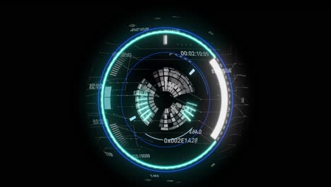 animación del escaneo del alcance y el procesamiento de datos sobre números.
