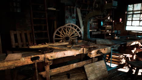 old workshop with woodworking tools