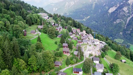 braunwald holiday resort in mountains of glarnerland, switzerland in summer