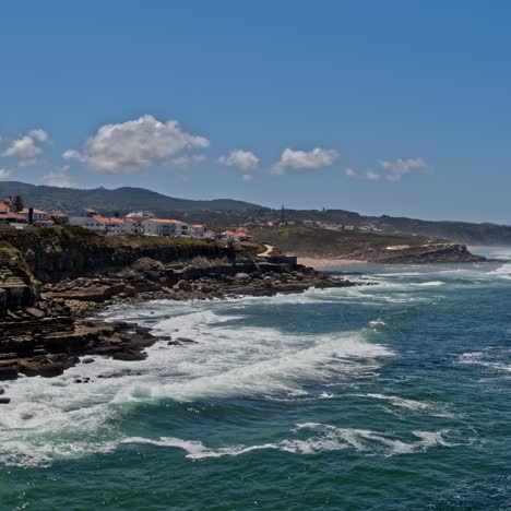 drone is flying over scenic european tourist destination