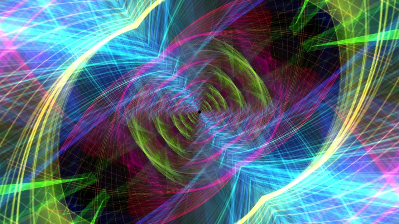 abstract colorido hipnótico trippy malla de alambre onduladas túnel. 4k 3d líneas de alámbrico de brillo futurista fondo ondulado de bucle sin costuras. tecnología abstracta diseño moderno futurista para escenario de bucle dj vj telón de fondo.