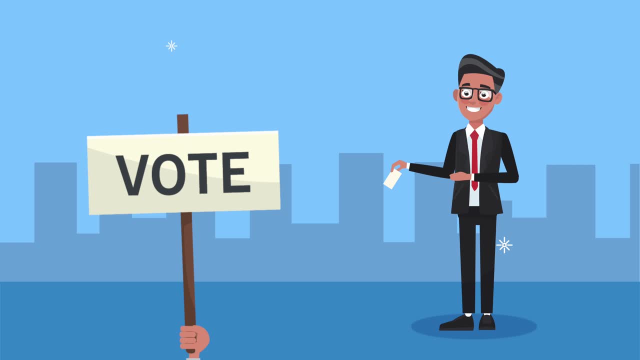 투표 배너 캐릭터 애니메이션을 가진 남성 후보