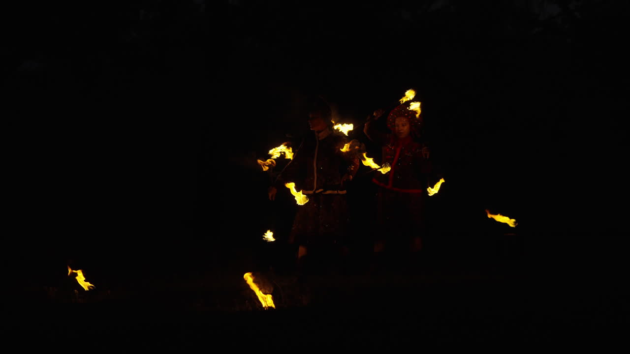 Fire Jugglers at Night