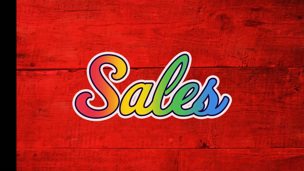animación del texto de venta sobre fondo de madera