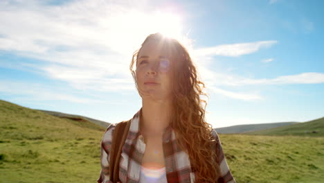 woman hiking in the mountains