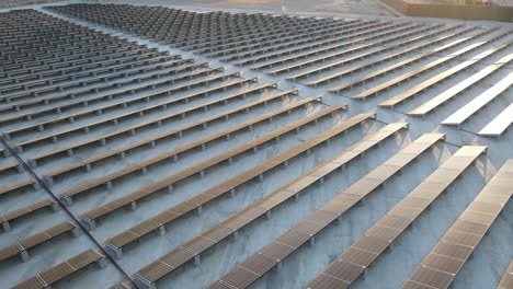 aerial view of solar panels in a solar farm used for clean energy production