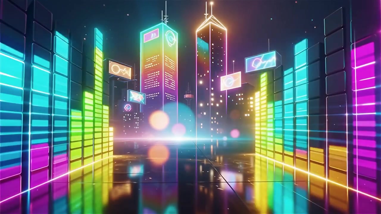 Futuristic Rainbow Neon Music Equalizer Visualizer Background | Premium ...