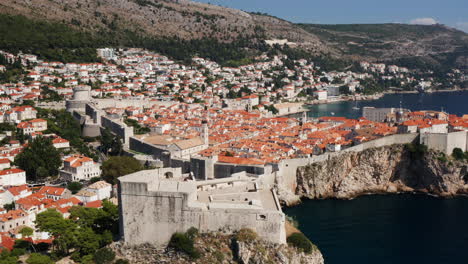 aerial view of dubrovnik old town in croatia - drone shot