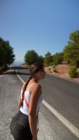 woman on a scenic road trip