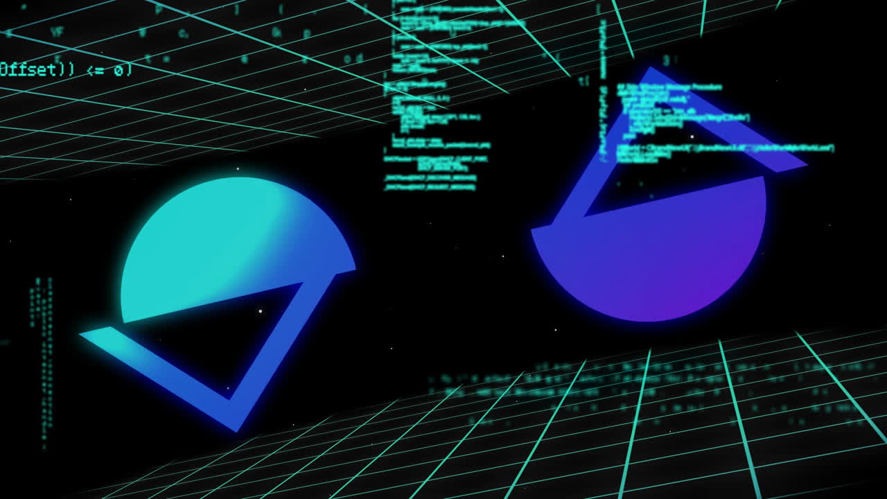 Animation of digital data processing over black background