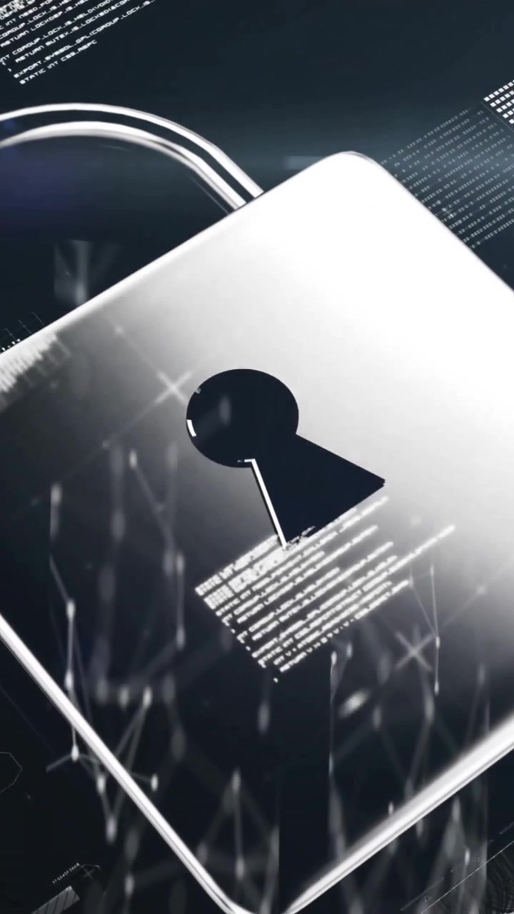 Animation of padlock, digital data processing