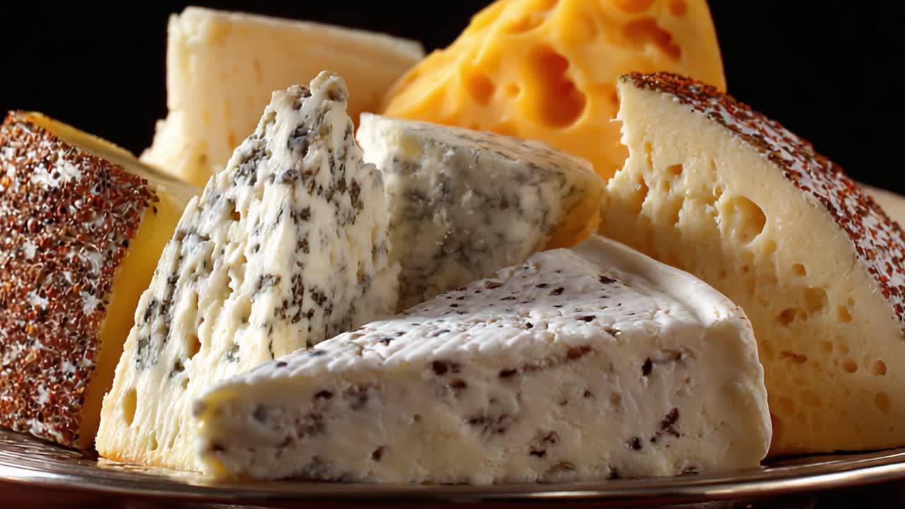 An Exquisite Assembly of Gourmet Cheeses Showcasing a Diverse Array of Flavors, Textures, and Aromas for the Ultimate Cheese Lover's Delight