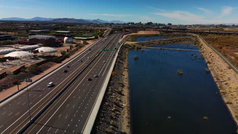 loop 202 freeway rotation with tempe arizona skyline by salt river