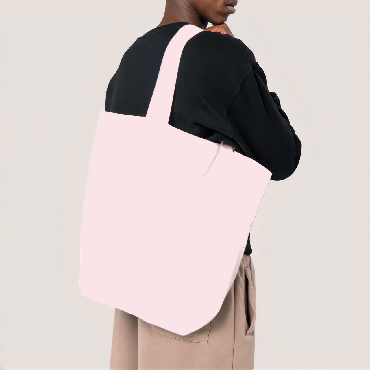 Canvas tote bag live mockup animated overlay, transparent 4K video, alpha channel, ProRes 4444