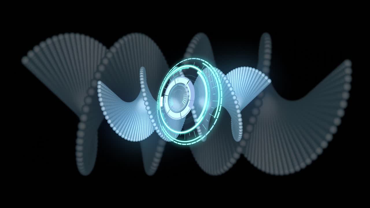 animación de escaneo de alcance sobre espirales sobre fondo negro