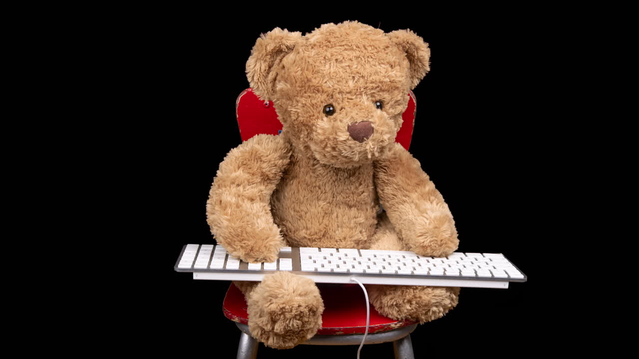 키보드를 사용하는 테디 베어