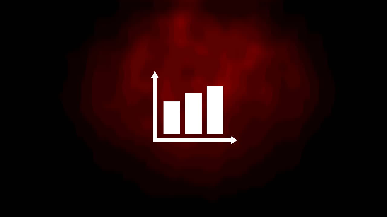 Animation of white statistics processing on red and black background
