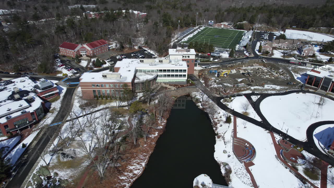 겨울, 비벌리, 매사추세츠, 미국 시골 지역의 주거지 공중 촬영