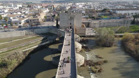 the torre de calahorra medieval gate-tower and town museum; aerial pullback