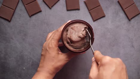 chocolate ice cream being eaten