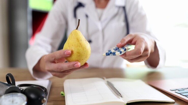 Doctor recommending healthy diet and medication