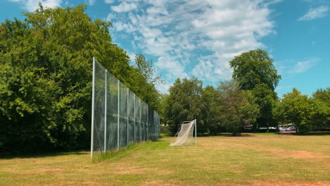 soccer goal from side in a green park