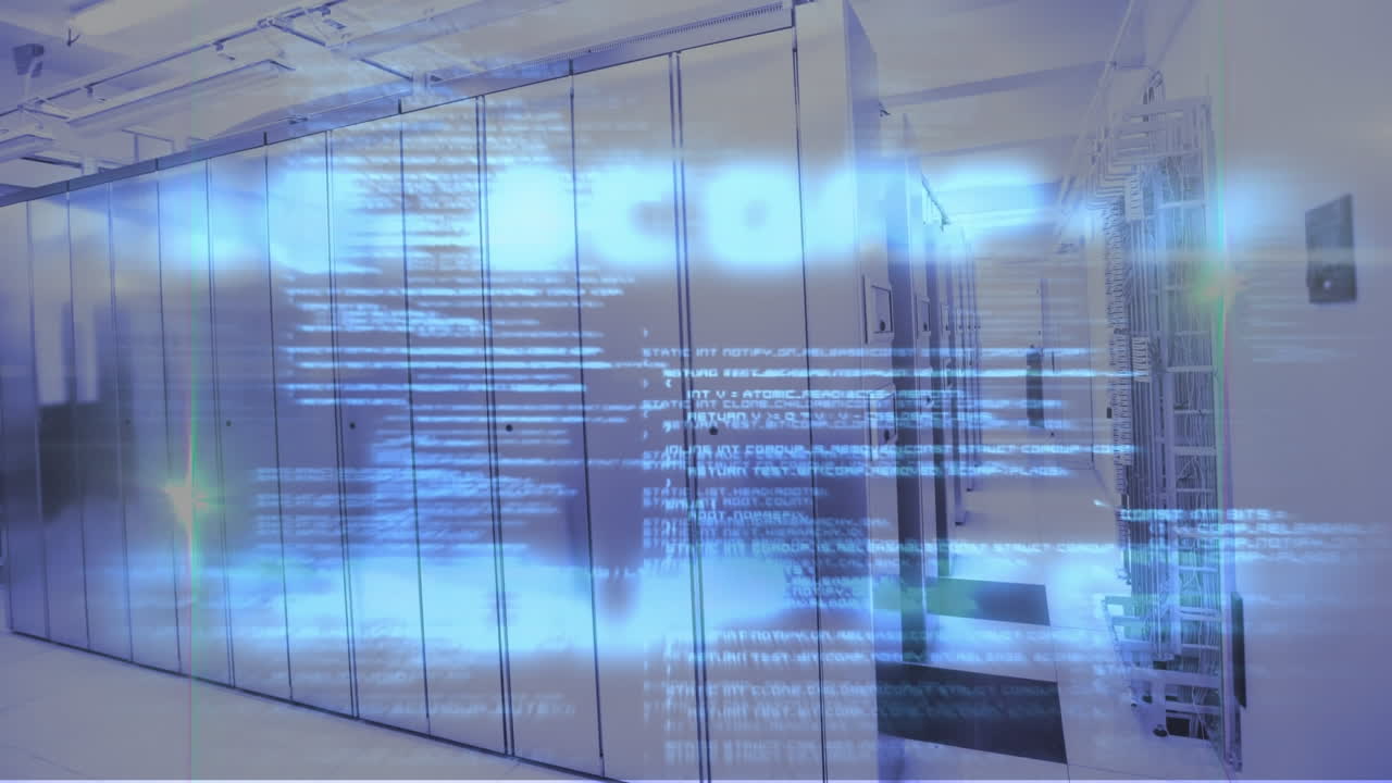 컴퓨터 서버를 통해 데이터 처리의 애니메이션