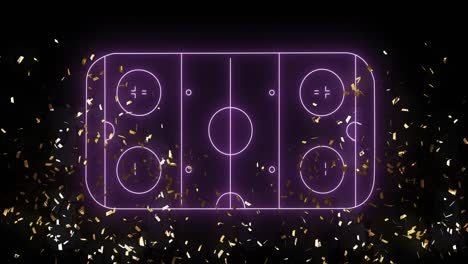 animación de confeti sobre el estadio de neón.