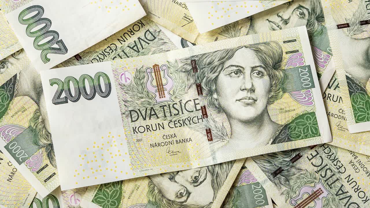 Czech money background - two thousand crowns banknotes