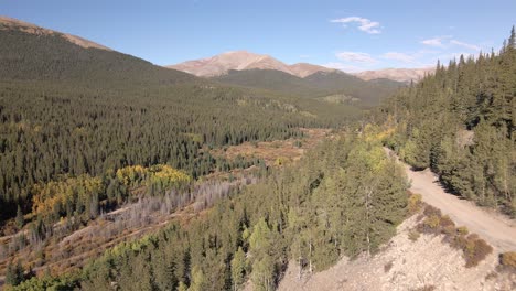 Aerial-flight-along-a-remote-dirt-road-with