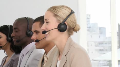 multiethnic business people with headset on