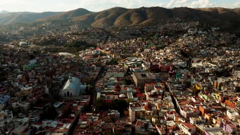 drone: slow forward moving shot of guanajuato city in mexico