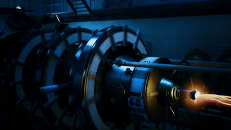 futuristic industrial engine in a dark laboratory