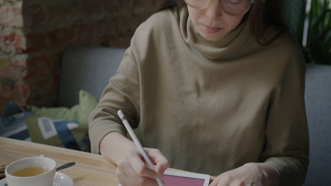 Woman working on digital art