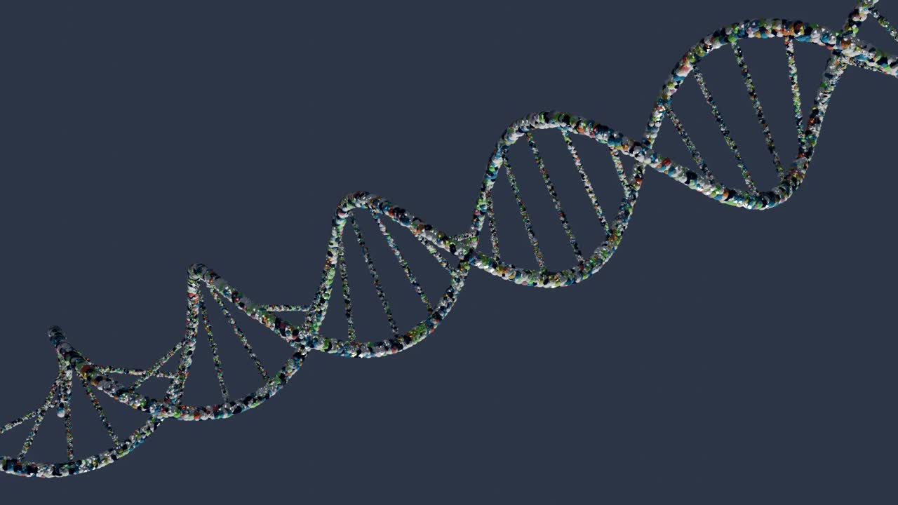 representación tecnológica abstracta de la molécula de adn sobre fondo azul